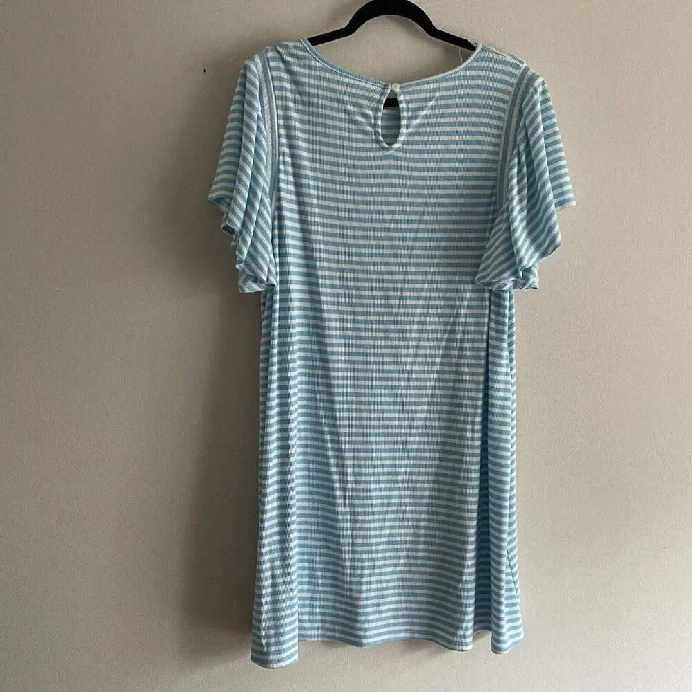 LC Lauren Conrad Women Plus XXL Blue/White Striped Short Sleeve Shift Dress - Picture 10 of 11